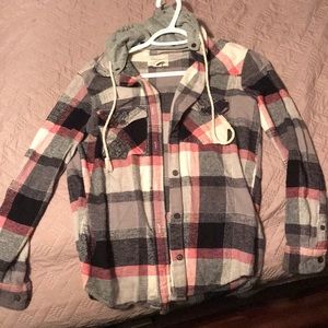 plaid button up shirt jacket